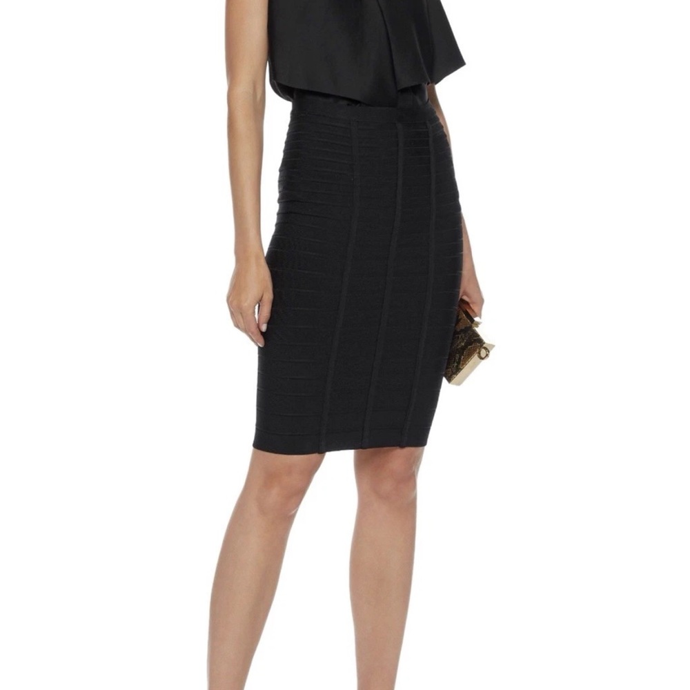 690$ Herve Leger Black Bandage Pencil Skirt Small